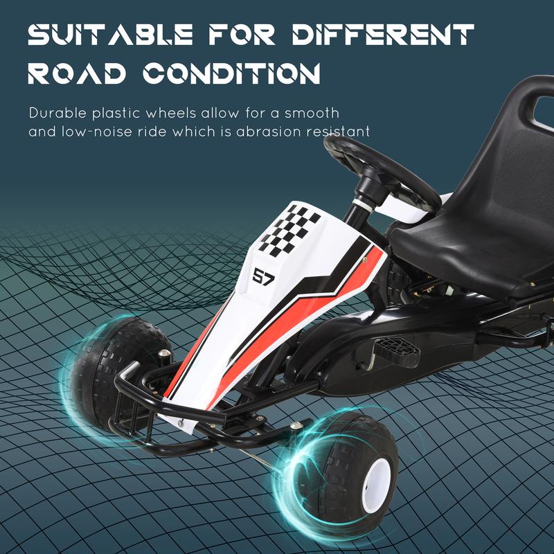 Aosom Go Kart for Kids, Pedal, Go Kart with Adjustable Seat, EVA Wheels, Forward, Backward, Ride on Car for Boys and Girls 3-6 Years Old