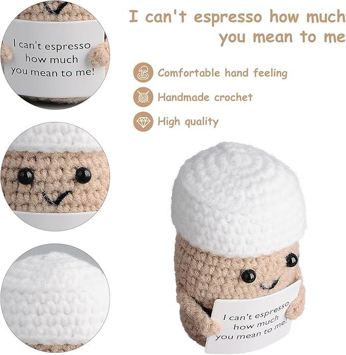 Emotional Support Crochet Coffee Espresso – Positive Gift Idea for Coffee Lovers, Perfect  Christmas ,Birthday Gift for Women, Men, Boyfriend & Girlfriend