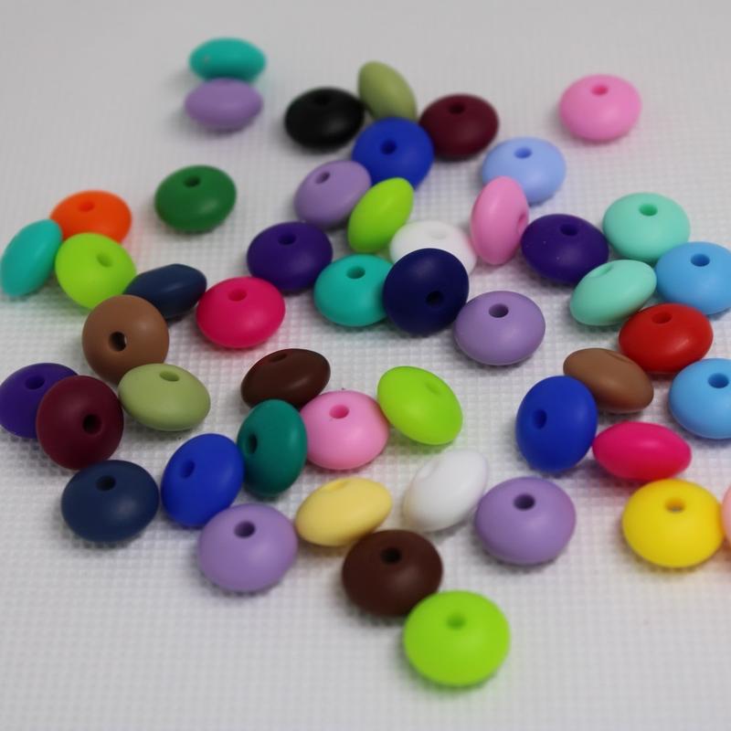 Silicone Lentil 12mm Multicolor 50 Count Bag Pen Beading Crafting Jewelry Making Wristlet