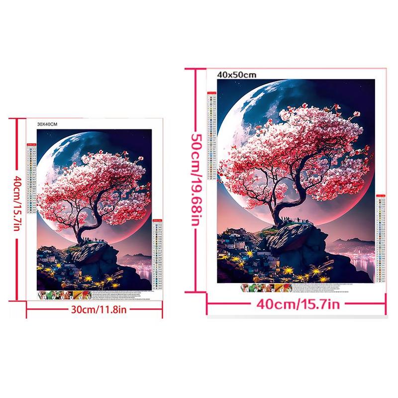 5D DIY Diamond Arts Colorful Painting Kit, Sakura Tree Pattern Diamond Arts Colorful Painting without Frame, DIY Decor Painting for Bedroom