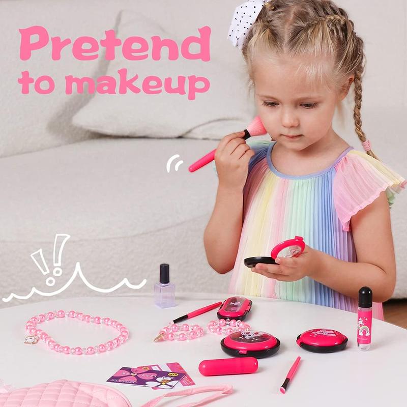 Toddler Girls Gift Idea for Birthday Christmas, Pretend Makeup Kit for Girls with My First Purse Toy, Makeup for Kids