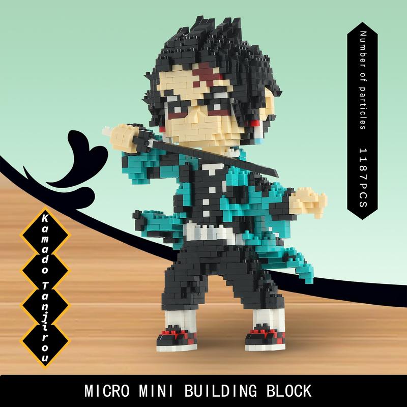 HI-REEKE Demon Anime Figure Slayer Tanjiro Rengoku Inosuke Micro Mini Building Block Toy building  blocks