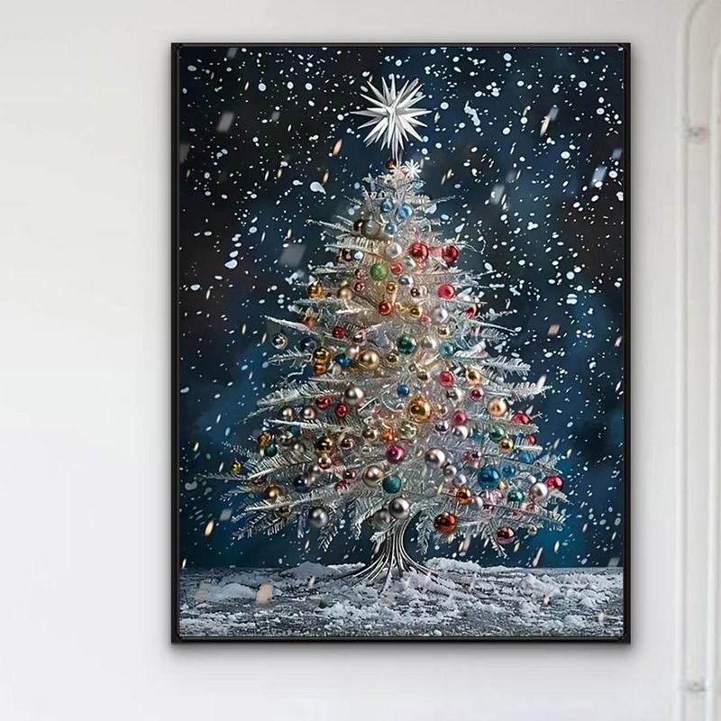 Christmas Tree Pattern DIY Diamond Arts Colorful Painting Kit without Frame, DIY 5D Diamond Arts Colorful Painting Kit, Wall Art Decor for Home Bedroom, Christmas Gift