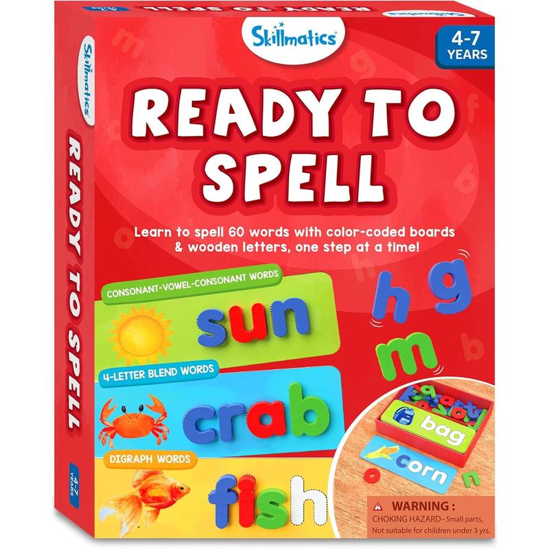 Skillmatics Preschool Learning Activity - Ready to Spell, Stage-Based Learning to Improve Vocabulary & Spelling, Educational Toy, Gifts for Boys & Girls Ages 4, 5, 6, 7