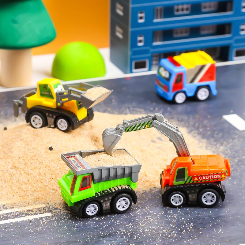 4 PCS Pull Back Car, Construction Truck Vehicle Playset Educational Pretend Play Party Favors(Styles May Vary)