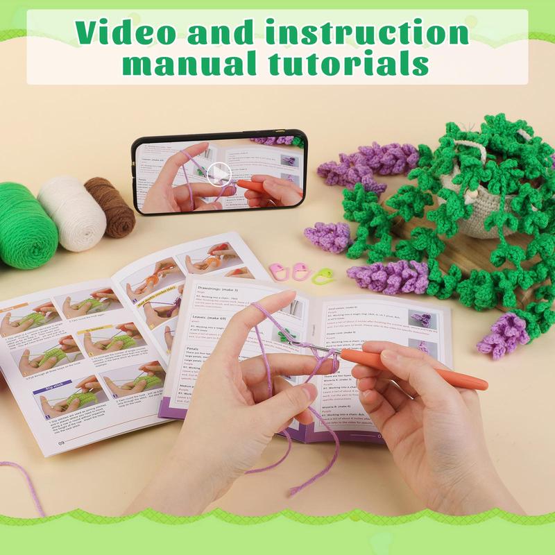 DIY Plant Hanging Craft Kit, 1 Set Funny Handmade Crochet Plant Hanging Craft Kit, Home Decoration Supplies for Indoor & Outdoor