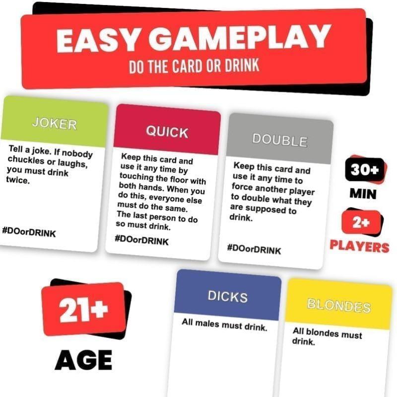 Do Or Drink Drinking Card Game, 1 Box Fun Adult Games for Game Night & Parties, Party Games Card for Wedding Festival Birthday Graduation