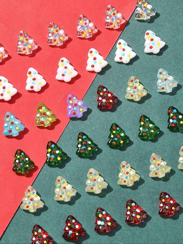 Christmas Tree Shaped Beads Kit, Cute Colorful Clear Beaded, Fashionable Beads for Jewelry Making, DIY Jewelry Making Supplies