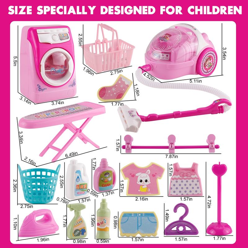 Children's Home Appliance Toy Set for Girls, Featuring Juicer, Vacuum Cleaner, Washing Machine, Sewing Machine, Iron, Refrigerator, Oven, and Mixer