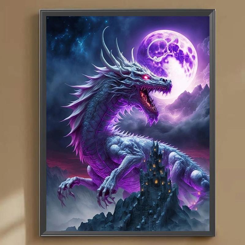 Dragon Pattern DIY Diamond Arts Colorful Painting Kit without Frame, DIY Decorative Art Picture, Wall Art Decor for Home Living Room Bedroom