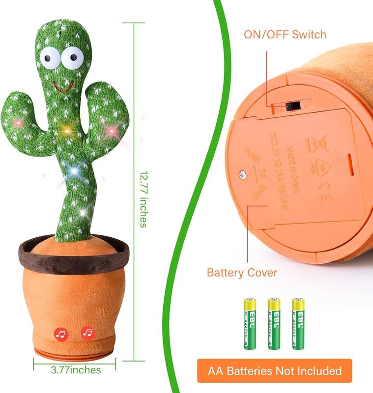 Dancing Cactus Toy for Pets，Dog and Cat Toy, Dancing Singing Toy,Repeats & Recording What You Say, Glows with LED Lights，Birthday Gift,Prank ToyA2