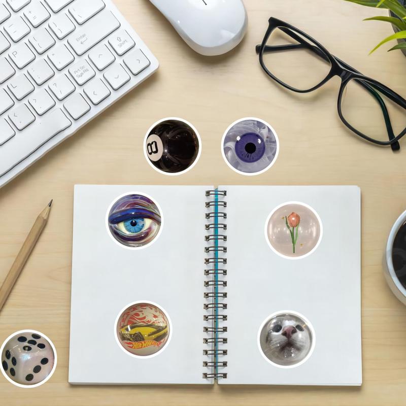 Mixed Pattern Round Sticker, 60pcs set Self Adhesive Decorative Sticker, DIY Decal for Water Bottle & Phone Case & Scrapbook & Journal Making