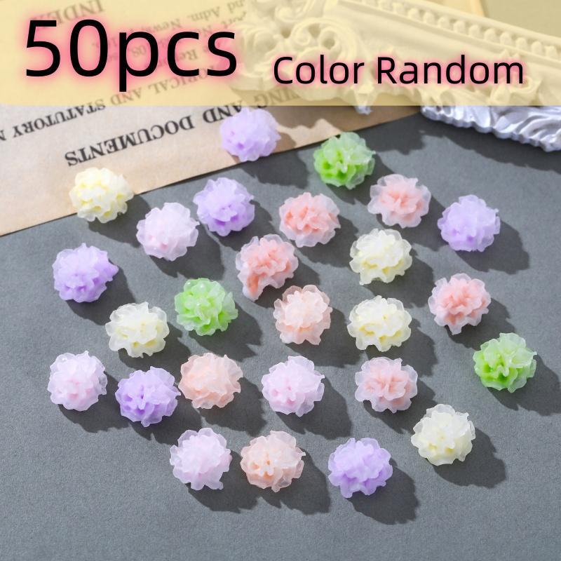 Mini Simulation Ornament, 50pcs 100pcs Random Colorful Resin Luminous Flowers, DIY Handmade Jewelry Nail Art Decoration, Micro Landscape Fish & Aquatic Supplies