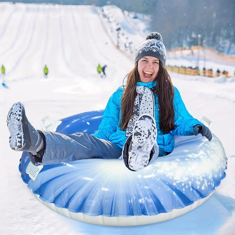 Inflatable Circle Snow Sled, 1 Count Durable Snow Tube with Anti-leakage Nozzle & Handle, Outdoor Winter Sled Sports Supplies, Christmas Gift