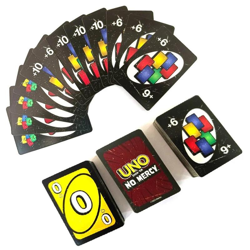 UNO, Show 'em No Mercy, Game Card, kids Adults, Family Night, 2-10 Players, lconic Characters, Engaging Gameplay, Develop Strategies & Skills Sticker