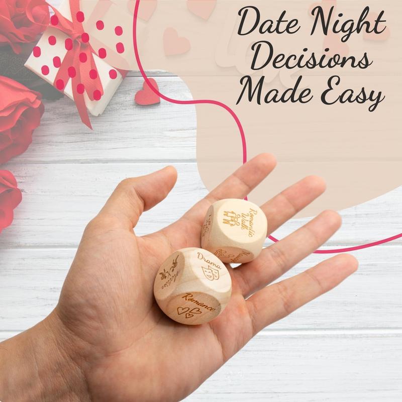 Deluxe Date Night Dice Game - Fun Romantic Couples Gift - 5 Dice, Decision Coin, Bachelorette,  Food Dice for Girlfriend Wife Husband Him Her