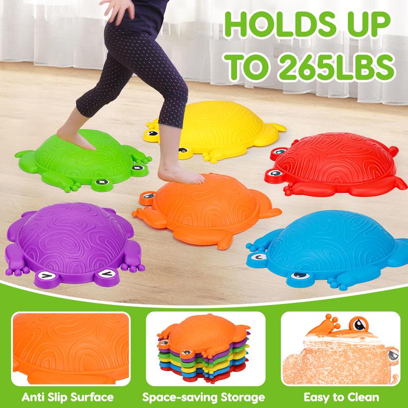 Stepping Stones  for Boys Girls 6Pcs Plastic Balance Stones Obstacle Course Frog Jumping Step Stone Up to 265lbs Indoor Outdoor Sensory Play Toys Outside Game for Coordination Skil