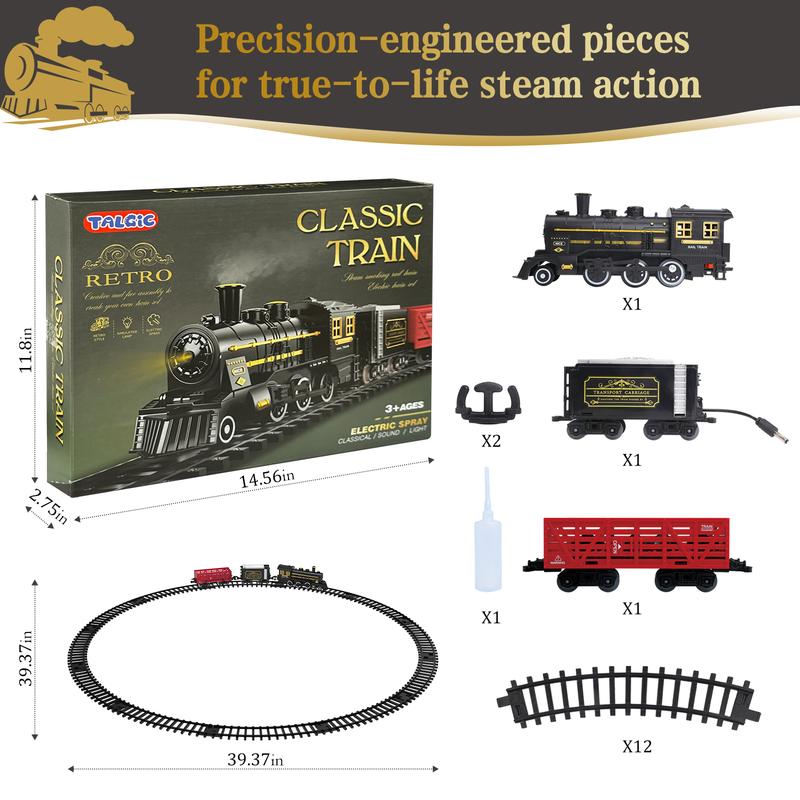 Christmas Train Set, Christmas Tree Train Toys for Boys with Steam Smoke, Lights and Sound, Christmas Train Sets for Around The Tree, Toddler Model Trains for 3 4 5+Kids Toddlers Christmas Toys