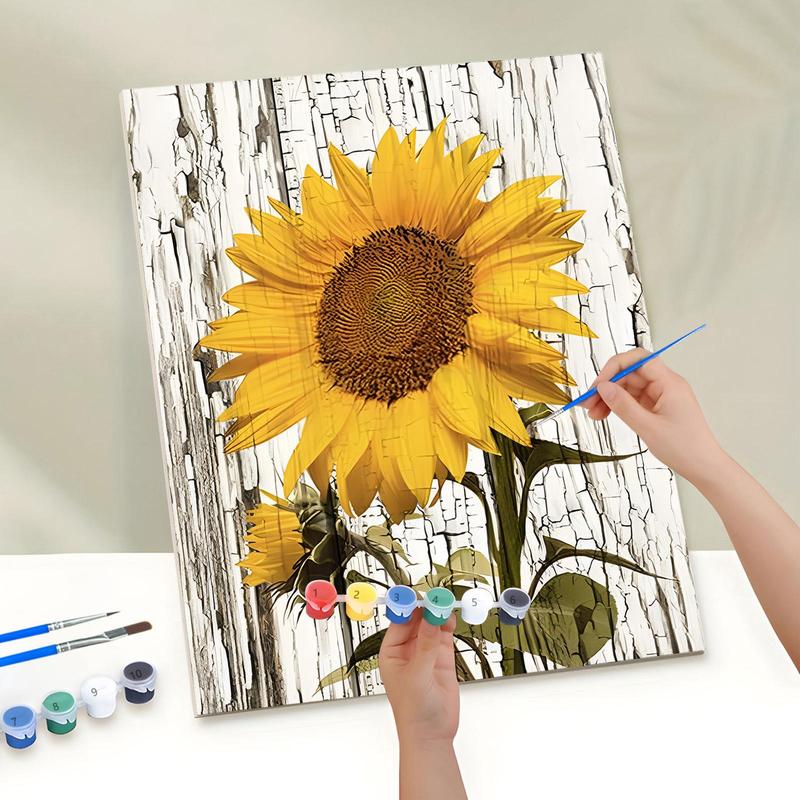 Sunflower Pattern DIY Painting By Numbers Kit without Frame, 1 Set DIY Wall Art Painting for Home Living Room Bedroom Decor, Birthday Gift