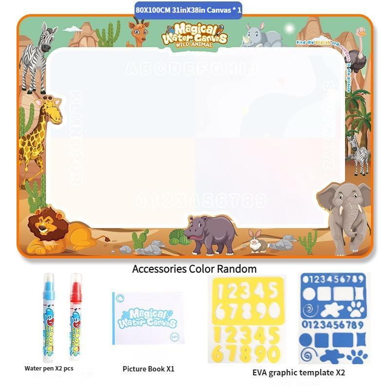 Magic Water Drawing Mat Painting Kit, 1 Set Drawing Doodle Pad with Stamps Templates & Water Pens, DIY Art Supplies, Thanksgiving, Christmas Gift