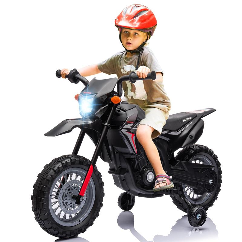 Licensed Honda 6V Electric Ride-On Motorcycle with Training Wheels, Rechargeable Battery, Headlight, Engine Sounds, for Girls and Boys, Multiple Colors