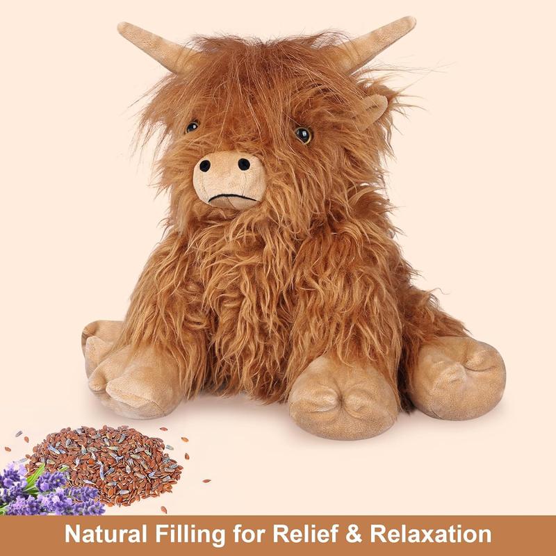 Highland Cow Stuffed Animal Microwavable Heating Pad Kid Gifts