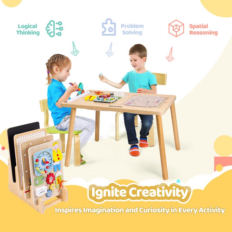 Joylike Wooden Sensory table, Household toys Maze, Time recognizing, Clothing recognizing.