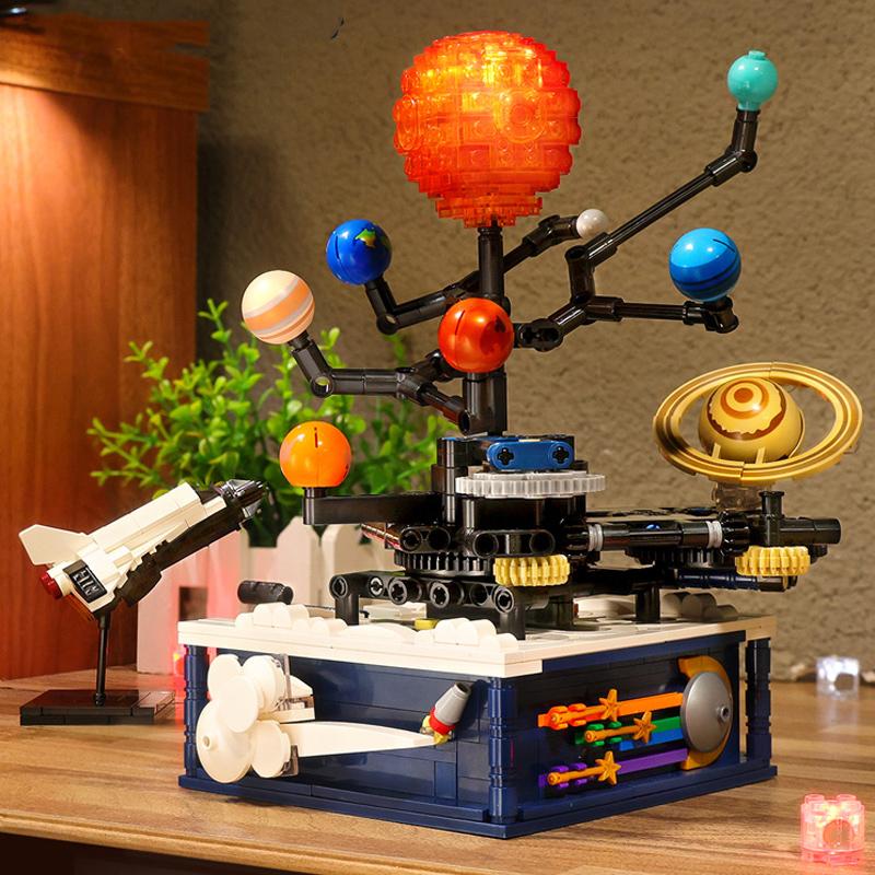 Space exploration rotating Solar System model nine ball machine building block toy Puzzle children's toy gift decoration science and education supplies