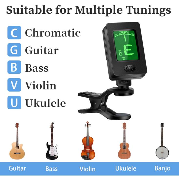 Guitar Capo, Guitar Picks, Guitar Accessories with Guitar Tuner, Capo for Acoustic Guitar, Bass, Buzzing-Free, Quick Release, Guitar Tuner Clip on for Guitar, Violin, Bass, Ukulele Chromatic, Rosewood