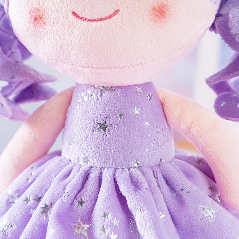 Plush Doll Baby Dolls Soft Dolls Baby Girl Gifts Curly Hair Plush Figures Curly Hair Starry Sky Series Purple Stars(New)  12 inches