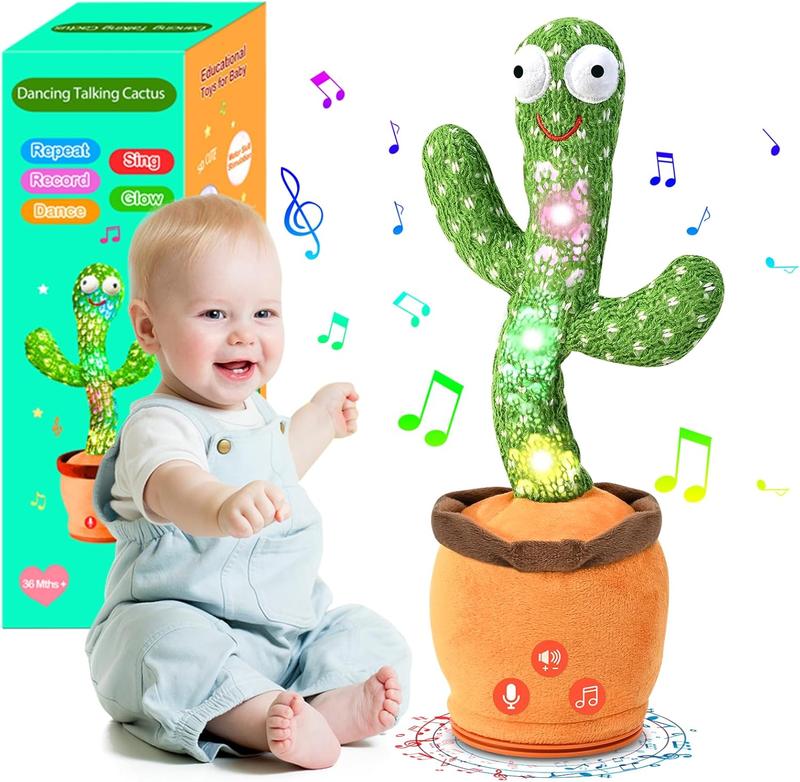 Dancing Cactus Toy for Pets，Dog and Cat Toy, Dancing Singing Toy,Repeats & Recording What You Say, Glows with LED Lights，Birthday Gift,Prank ToyA2