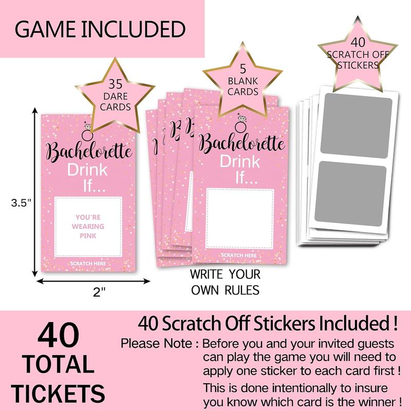 Bachelorette Party Drinking Games Drink If Games Scratch off Cards Perfect for Girls Night Out Activity,Bridal Showers,Bridal Parties,Wedding Showers,Engagement and Birthday-40 sheets