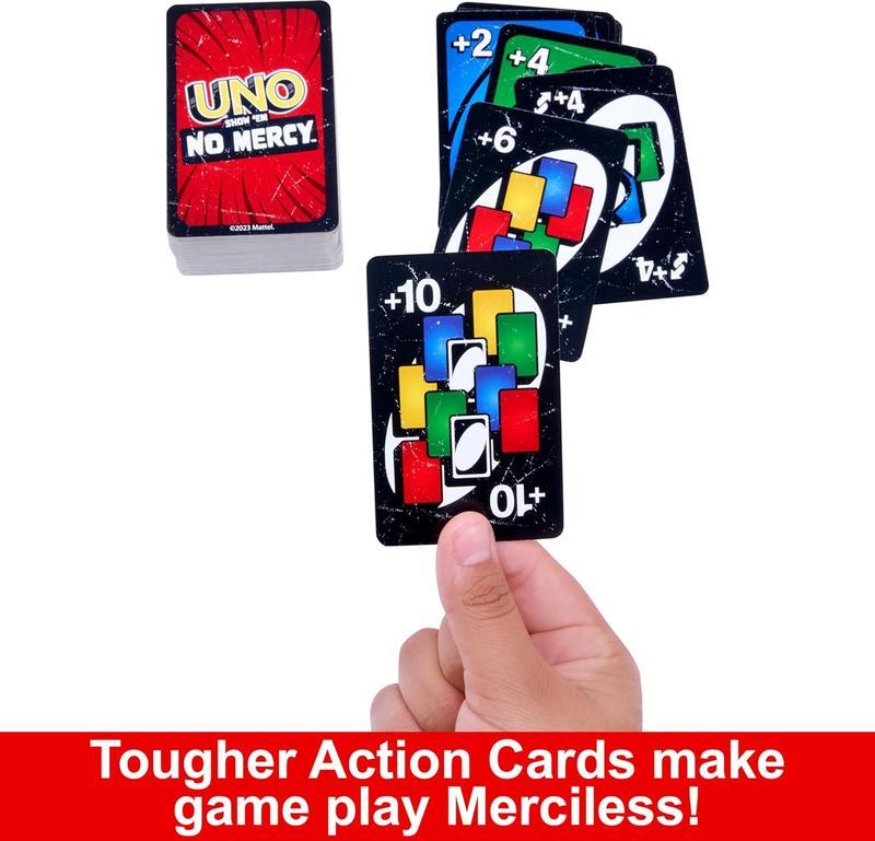 Games UNO Show 'em No MercyCardGame in Storage & Travel Tin forKidsAdults & Family Night