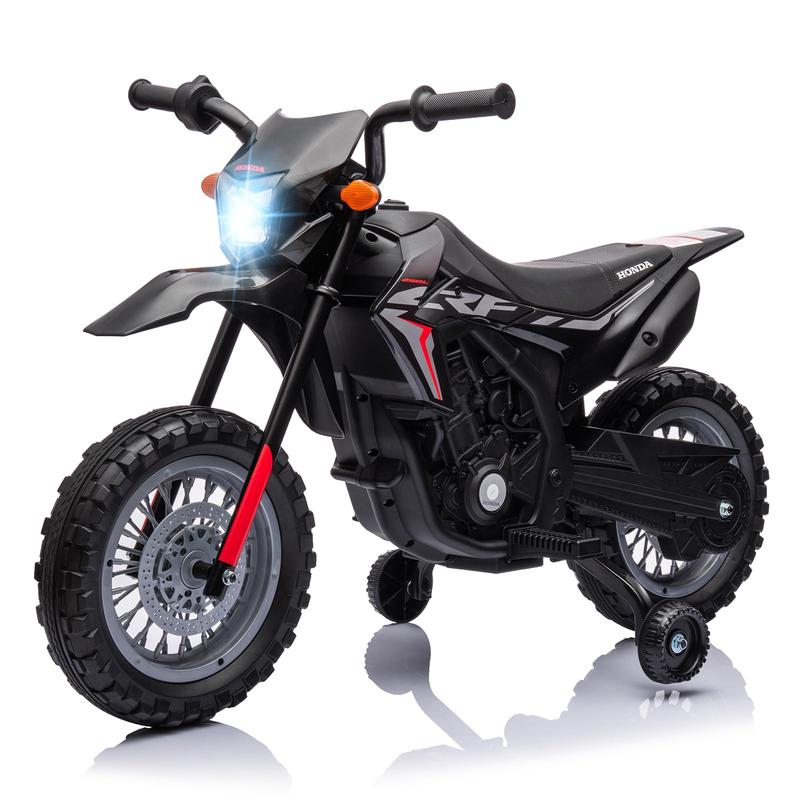 Licensed Honda 6V Electric Ride-On Motorcycle with Training Wheels, Rechargeable Battery, Headlight, Engine Sounds, for Girls and Boys, Multiple Colors