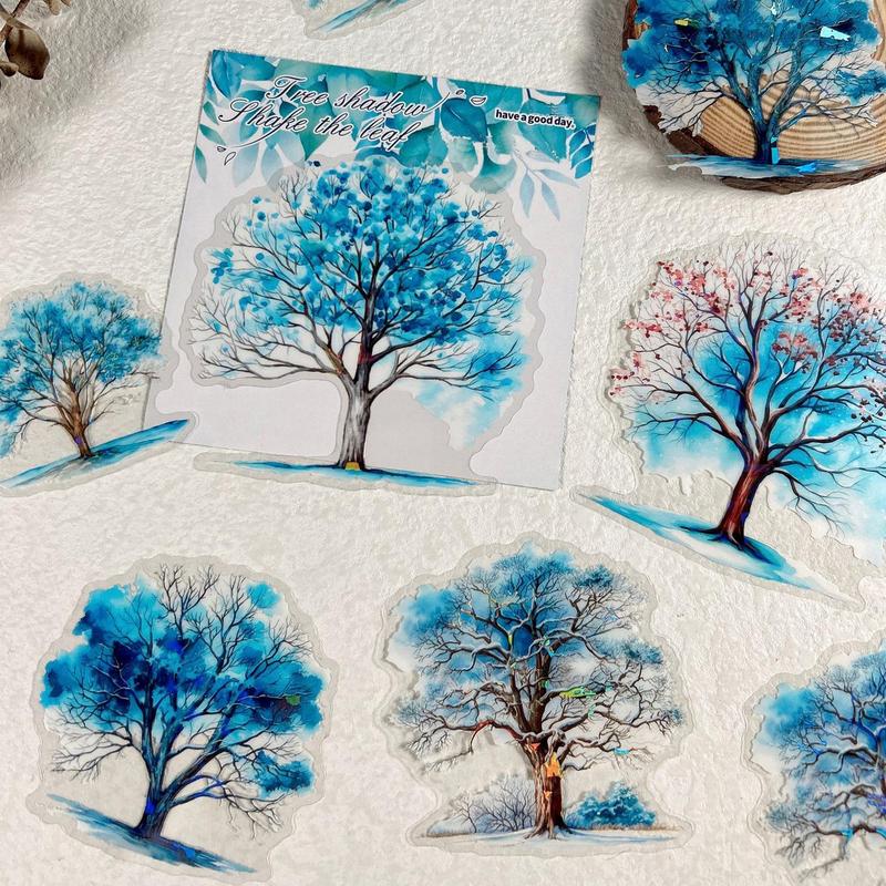 Jungle Tree Pattern Sticker, 10pcs set Scrapbooking & Journal Making Material Paper, DIY Decorative Sticker for Stationery Computer Water Bottle