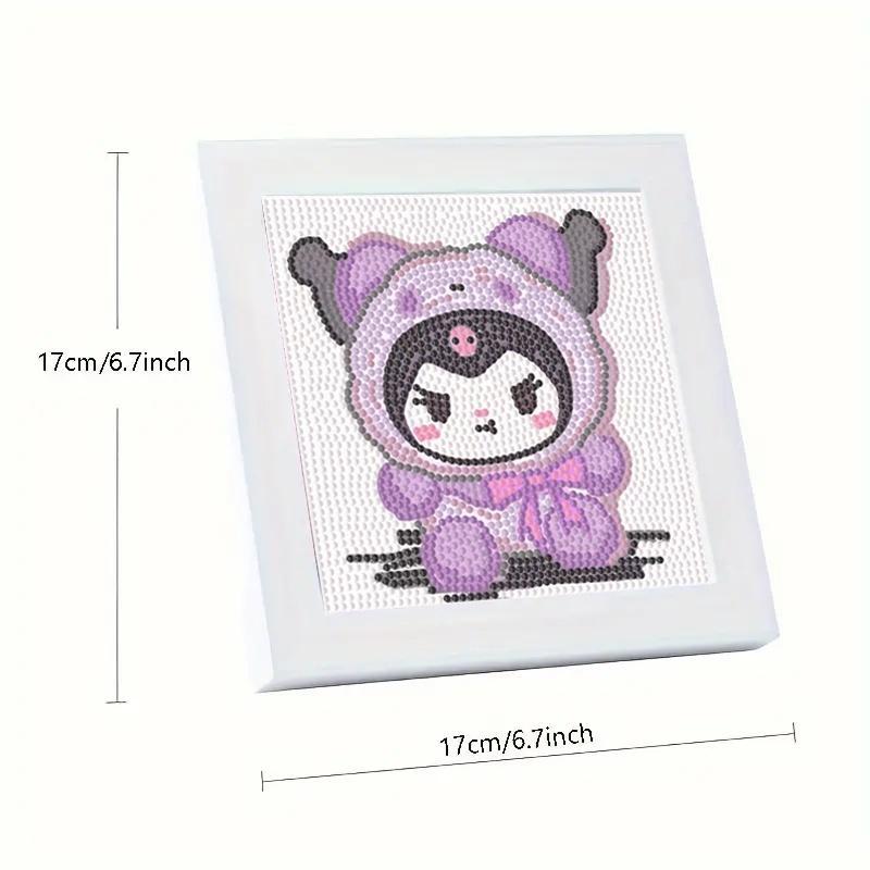 Sanrio Cartoon Anime Theme Diamond Art Painting Kit, DIY 5D Diamond Art Painting Kit with Photo Frame, DIY Wall Art Decor for Home, Living Room, Bedroom