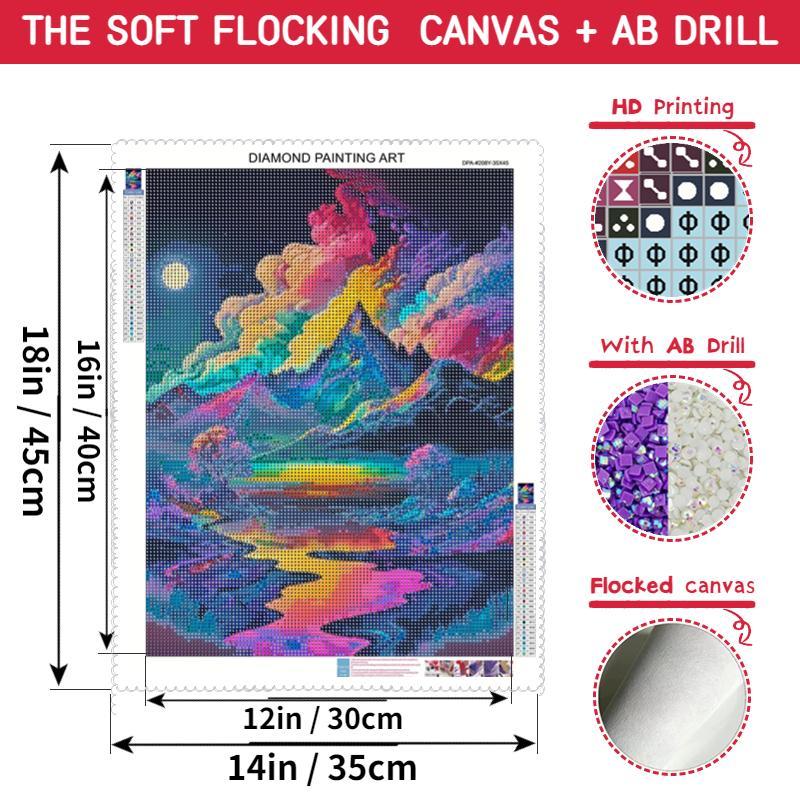 Mountain & Lake Pattern DIY Diamond Arts Painting Without Frame, DIY Decorative Art Picture For Beginner, DIY Home Decor