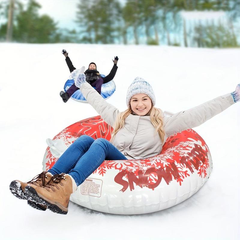 Inflatable Circle Snow Sled, 1 Count Durable Snow Tube with Anti-leakage Nozzle & Handle, Outdoor Winter Sled Sports Supplies, Christmas Gift