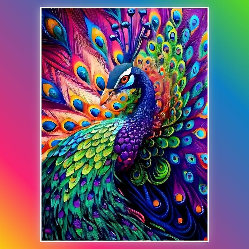 Peacock Pattern Diamond Painting Kit, DIY 5D Diamond Painting by Numbers Kit, Wall Art Decor