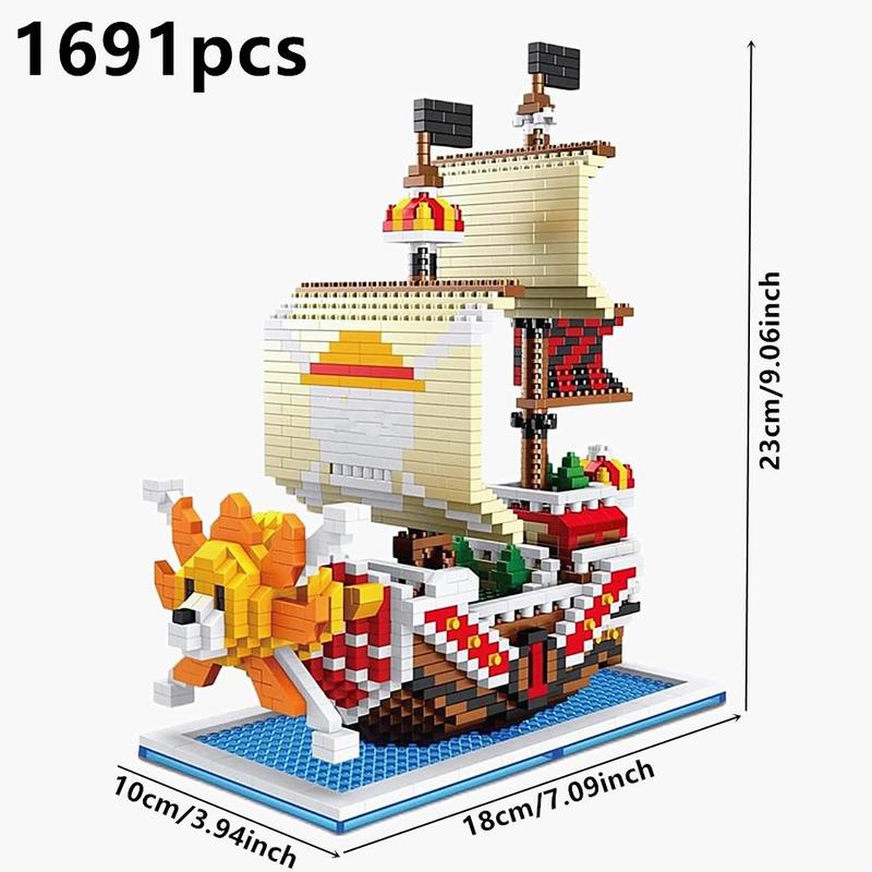 1691pcs set Cartoon Lion Ship Building Blocks, 3d Diy Puzzle Block Toys for Kids & Adults