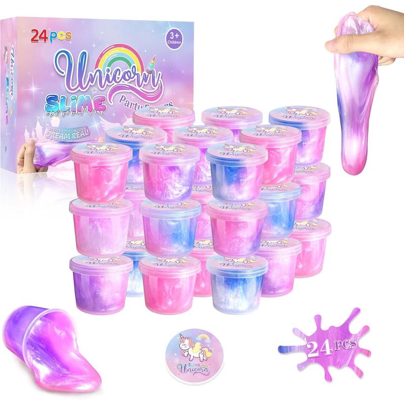 36 Pack Unicorn Slime Kit Party Favors for Kids Slime Cup Bulk Stretchy & Non-Sticky DIY Stress Relief Putty Toy Christmas Holiday Birthday Goodie Bag Stuffer Classroom Reward for Girls Boys