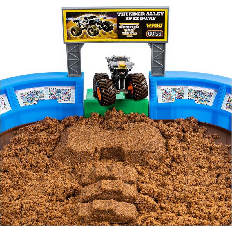 Monster Jam, Monster Dirt Arena 24-inch Playset with 2lbs of Monster Dirt and Exclusive 1:64 Scale Die-Cast Monster Jam Truck