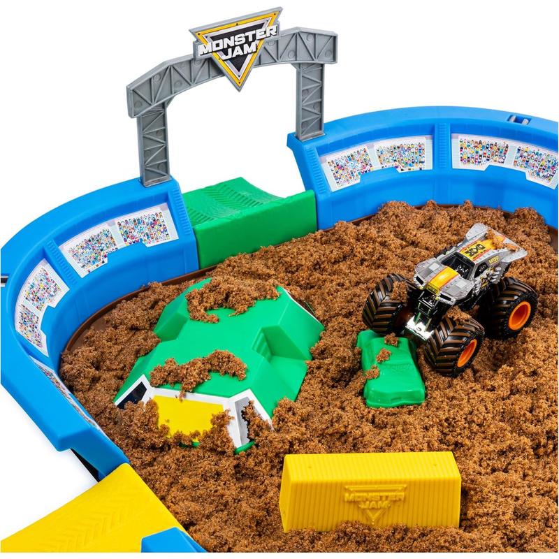 Monster Jam, Monster Dirt Arena 24-inch Playset with 2lbs of Monster Dirt and Exclusive 1:64 Scale Die-Cast Monster Jam Truck