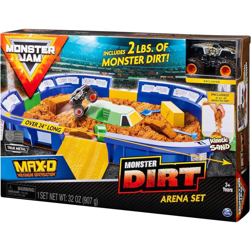 Monster Jam, Monster Dirt Arena 24-inch Playset with 2lbs of Monster Dirt and Exclusive 1:64 Scale Die-Cast Monster Jam Truck