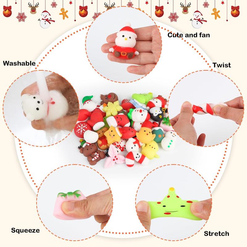 36 count Christmas Mochi Squishy Toys, Xmas Squeeze Toys Stress Reliever Anxiety Packs for Kids Christmas Party Favors Stocking Stuffers Gifts