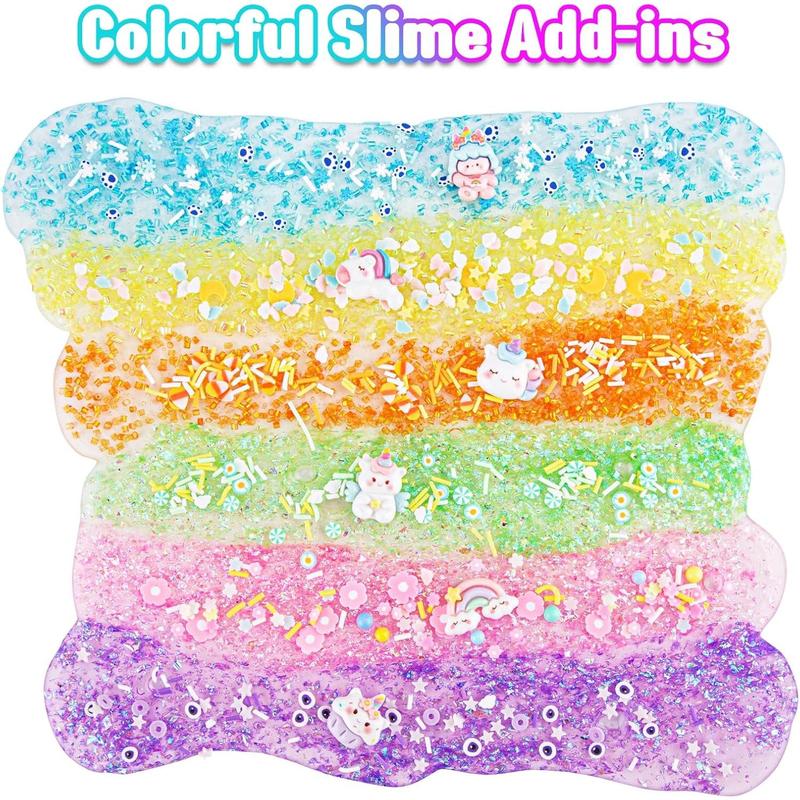 Crystal Clear Slime Kit for s, DIY Slime Making Kit with 36 Sets Add-ins, Rainbow Slime Bucket for Girls & Boys Ages 8-12, Slime Party Favors Birthday Easter Hallowmas Gift, 17 FL OZ Premade Slime