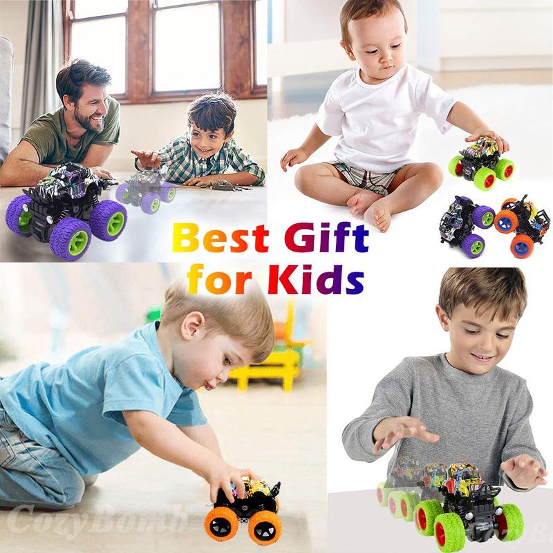 Trucks Toys - 3 Pack Friction Powered Mini Push and Go Car Truck Playset Inertia Vehicle for Kids Best Christmas Birthday Party Gift for Boys Girls Aged 3+ toy car model