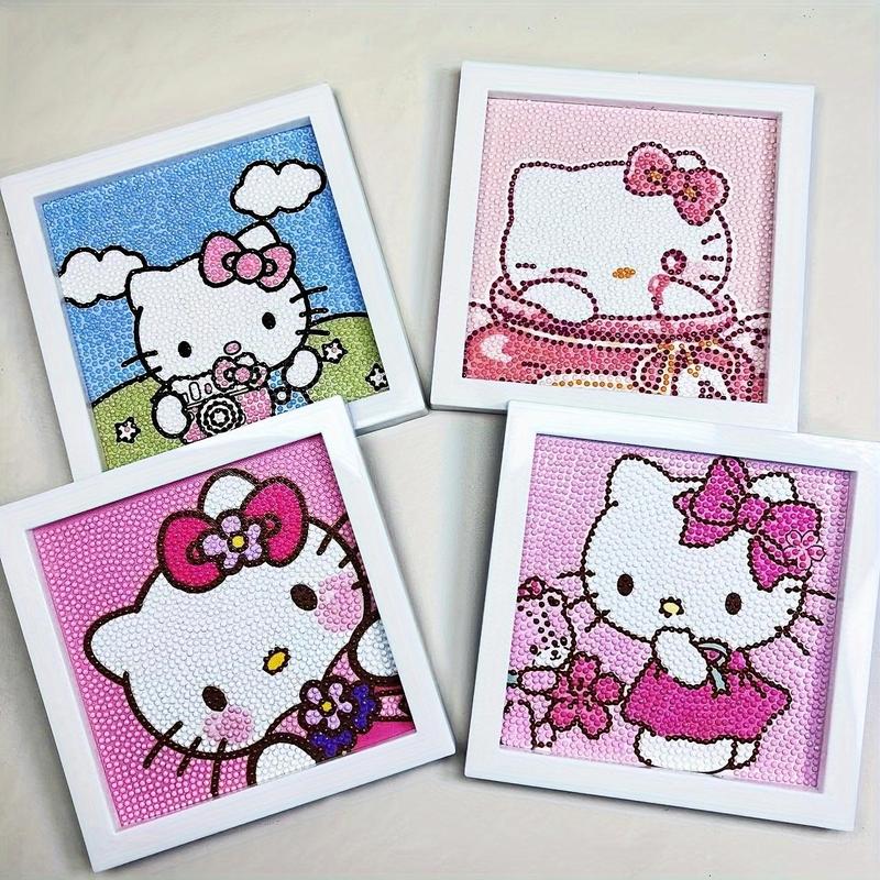 Cute Hello Kitty Pattern DIY Diamond Arts Colorful Painting Kit without Frame, DIY Decorative Art Picture for Beginner, Wall Art Decor