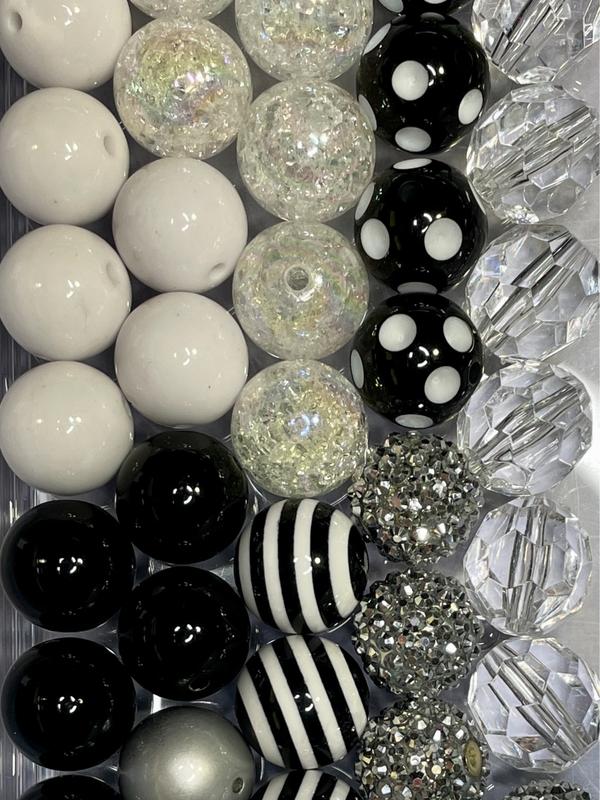 Black and White Cowgirl Mix - 20mm Bubble Gum Bead Mixes, Chunky Bead Mixes