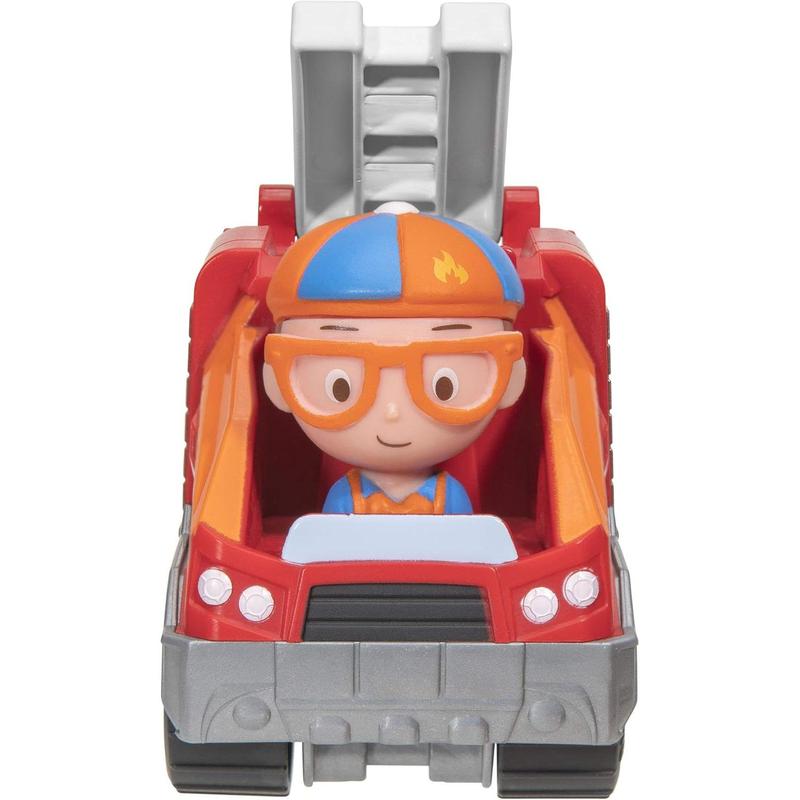 Blippi Mini Vehicles, Including Excavator and Fire Truck, Each with a Character Toy Figure Seated Inside - Zoom Around The Room for Free-Wheeling Fun - Perfect for Young Children